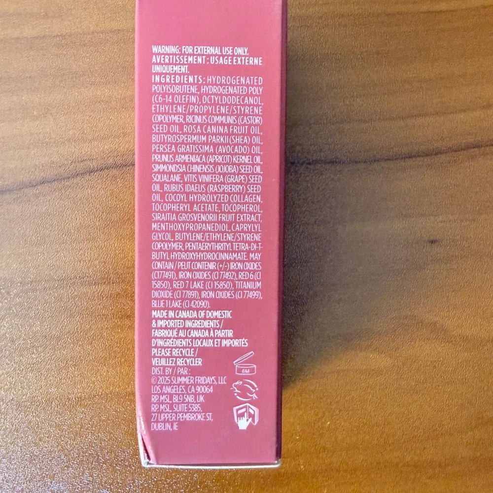 Summer Fridays Dream Lip Oil Soft Mauve Hydrating High Shine Tint 4.5ml NIB